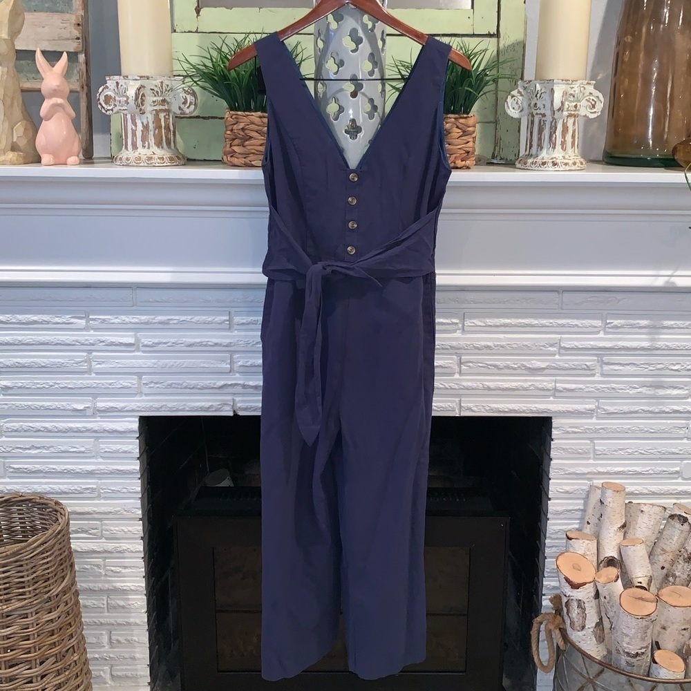 &Merci Tie Waist V-Neck Sleeveless cropped Jumpsuit with Pockets Size M Cotton
